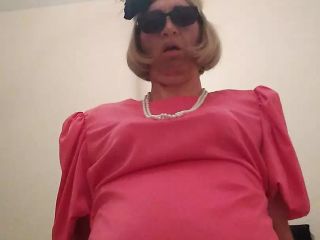 Cindy fucks dildo in pink dress