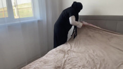 Turkish Fatma Got Horny While Cleaning and Fondled Her Shaved Hole