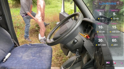 A guy outside the truck is watching me and is just waiting for the chance to come and suck my dick,