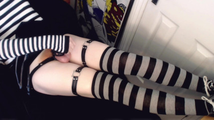 Femboy reveals whats under his tiny black skirt