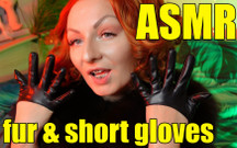 Sexy pin up Arya doing ASMR sounds with short leather gloves