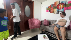 I Fuck My Cuckolded Best Friend's Pregnant Girlfriend While He's Lounging on the Couch and End up Cumming in Her Ass.