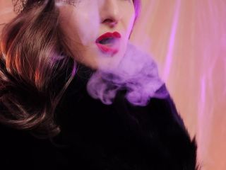 ASMR fur coat fetish, vaping smoking with leather gloves (Arya Grander)