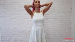 Nude Video Casting with Long Pink Haired Girl Adele
