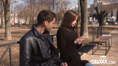 Skinny blonde Adel fucks him after their date