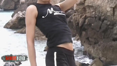 Danny: Lovely Arab Danny Removing Clothes in the Rocks