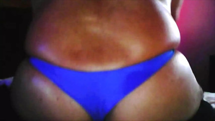 Brazilian Cross Fucking a Toy Blue Thong Part 2