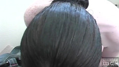 Holly's sucks and makes my black cock bust