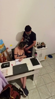 Fucking his stepdaughter until he ejaculates all over her.