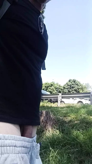 Naked big cock out on busy public street + so risky, darong public nudity!
