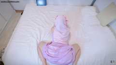 POV: A Malaysian Hijabi Girl Twerking In Bed Showing Off Her Ass In Purple Dress