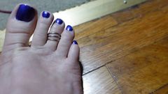 Toe Wiggling with Toe Ring and Purple Toenails