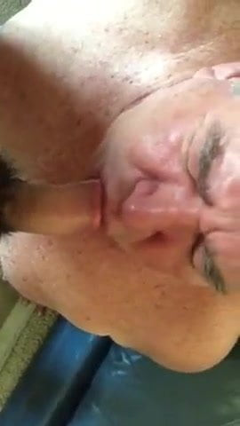 Nice looking older daddy on his knees sucking cock
