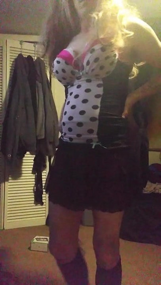 Sexy cd takes off skirt shows ass