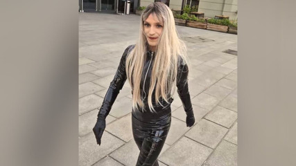 Tranny public in the city full in latex! Public masturbation! Blowjob! Titfuck! Cum on Ass! thumbnail