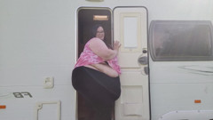 SSBBW Vs Tiny caravan door