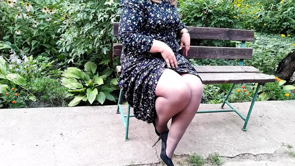 Horny mother-in-law made me cum on her shoes in a public park
