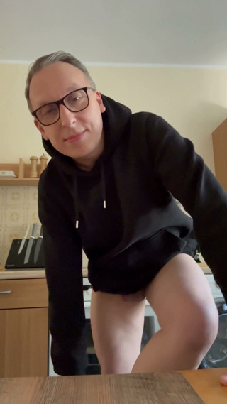 Naked and Handjob in the Kitchen with Full Cum Load