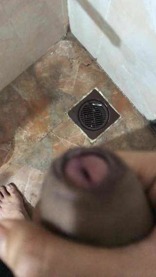 Uncut cock cumshot