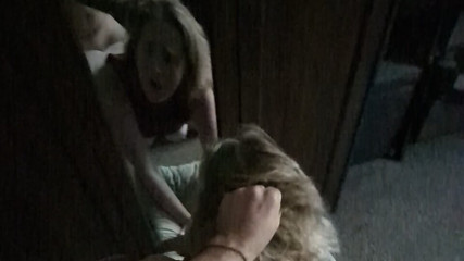 Blonde bitch fucked from behind in mirror
