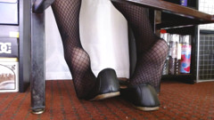 Black Ballet Flats Nylons Fishnet