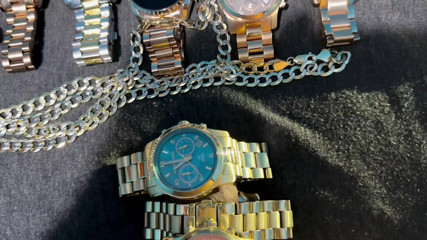 Three Michael Kors on my dick, Pink, Yellow and Blue.