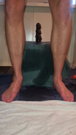 Hot solo male riding his dildo in the morning