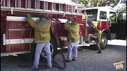 These super sexy firefighters had incredible sex next to their fire truck after cleaning it