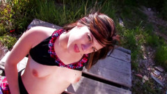 Fresh pussy Lizzy Doll a horny pussy penetrated outdoors