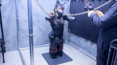 Kneeling Bondage with Latex Binding, Chain Binding