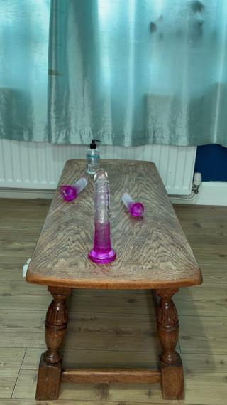 Sissy training, taking 10 inch dildo