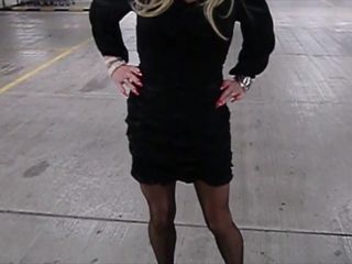 Sissy slut walking in parking garage