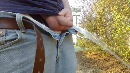 Huge piss next to public road