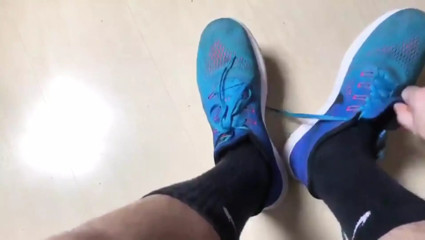 Enjoying my smelly feet, shoes and undies after a long day