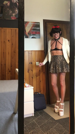 Walking in the New White High Heels Shoes