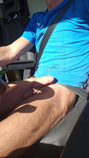 Skinny boy cums handsfree while driving in his car. Huge handsfree cumshot in public