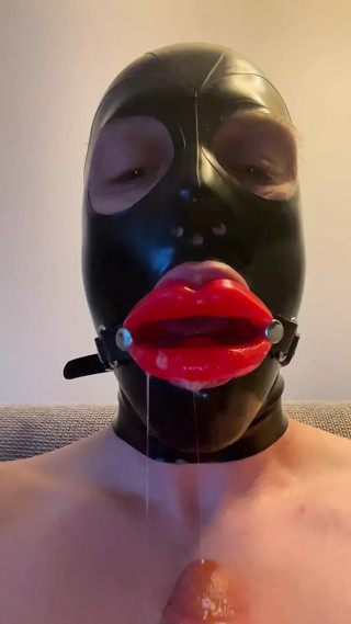 TouchedFetish - Latex Doll Sissy Femboy with Lip Gag &amp; Mask drools thumbnail