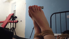 My Girlfriend Is Super Pink and Barefoot, Bound in a Rope Net, Tickling