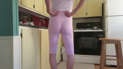 Tight cotton leggings show my girly ass and little bulge