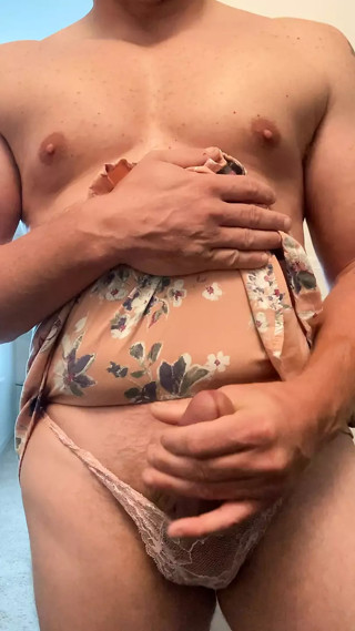 Skirt and pink panties masturbation