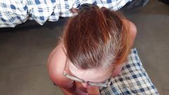 Ugly MILF with Glasses Sucking a Cock