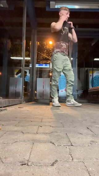 German Boy Public outdoor train station piss cum jerk off masturbation small dick big cock muscle young hot men