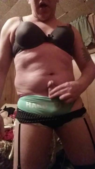 New me cumming wearing bra and panties