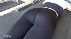 Hot workout in see through yoga pants!