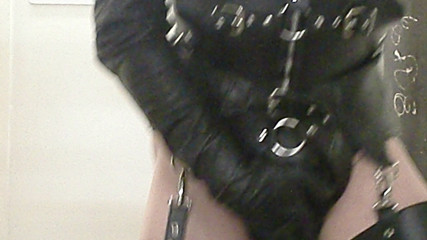 Cumming in Hotel Stairwell, Dressed Fem in boots and gloves