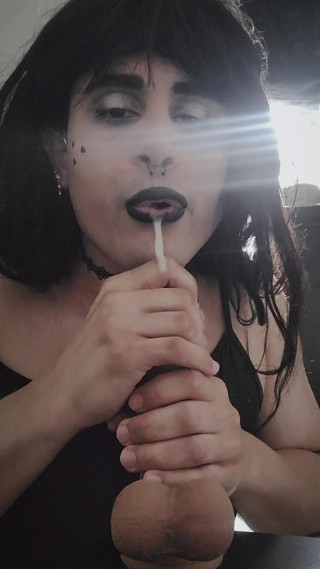 Gothic Femboy Sloppy Dildo Blowjob 3 thumbnail