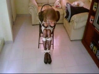 Coral bitch tied in a chair, Part 4