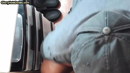 Mature homemade gay man sucking gloryhole cock at home