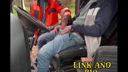 Two guys  gay with big dicks are fucking outside in the parking lot