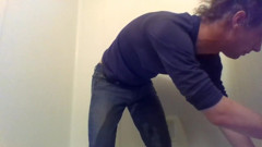 Cute Transgirl Pissing Jeans Intentionally for First Time Fully Clothed